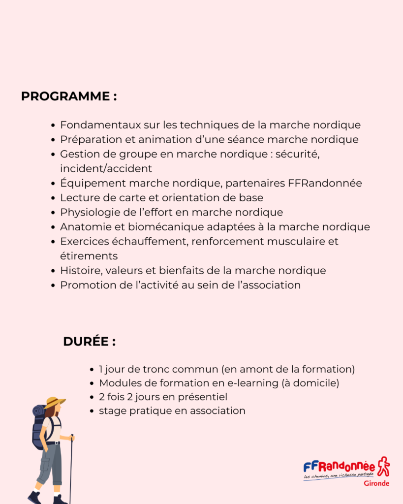 programme du brevet fédéral d'animateur de marche nordique 