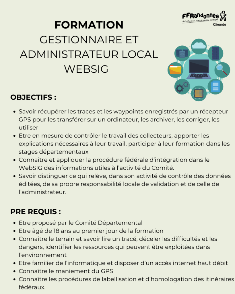 formation gestionnaire et administrateur local et websig
