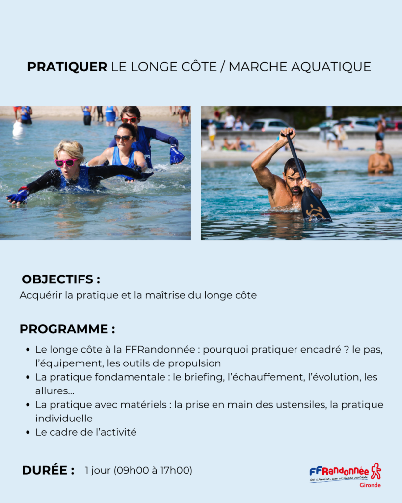 pratiquer le longe côte/ marche aquatique