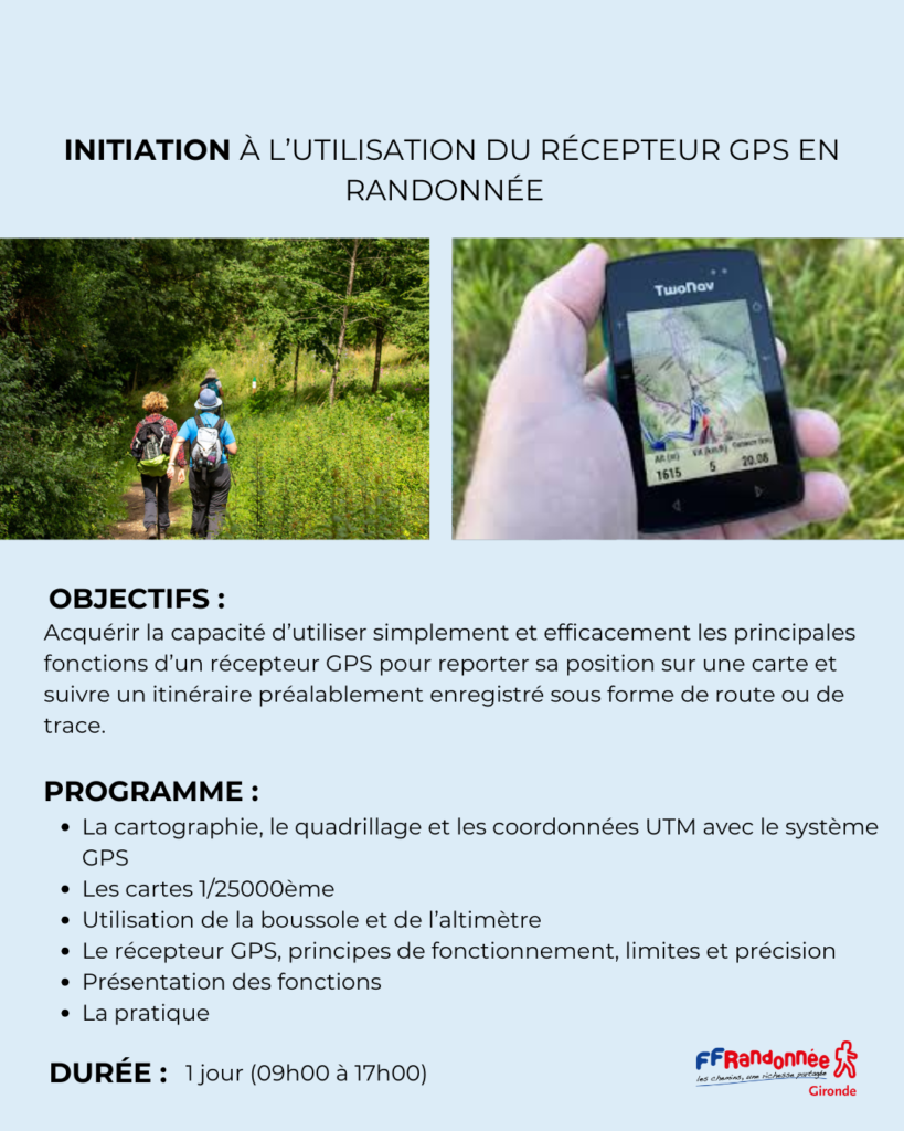initiation à l'utilisation du récepteur gps en randonnée